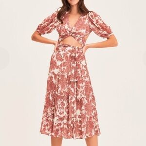 ba&sh Red and White Floral Dress